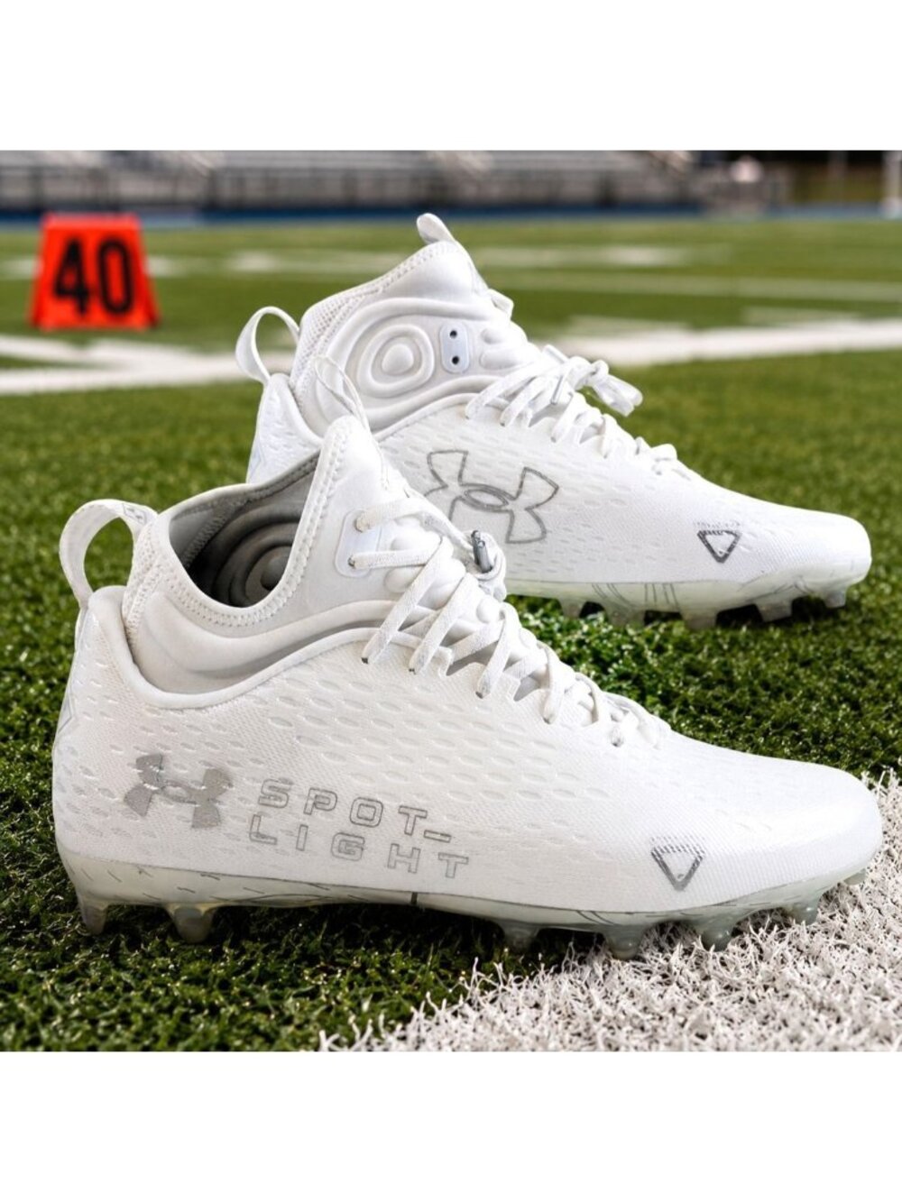 Under Armour Spotlight Lux MC 2.0 Men’s Size 13 White Silver Soccer Cleats UA